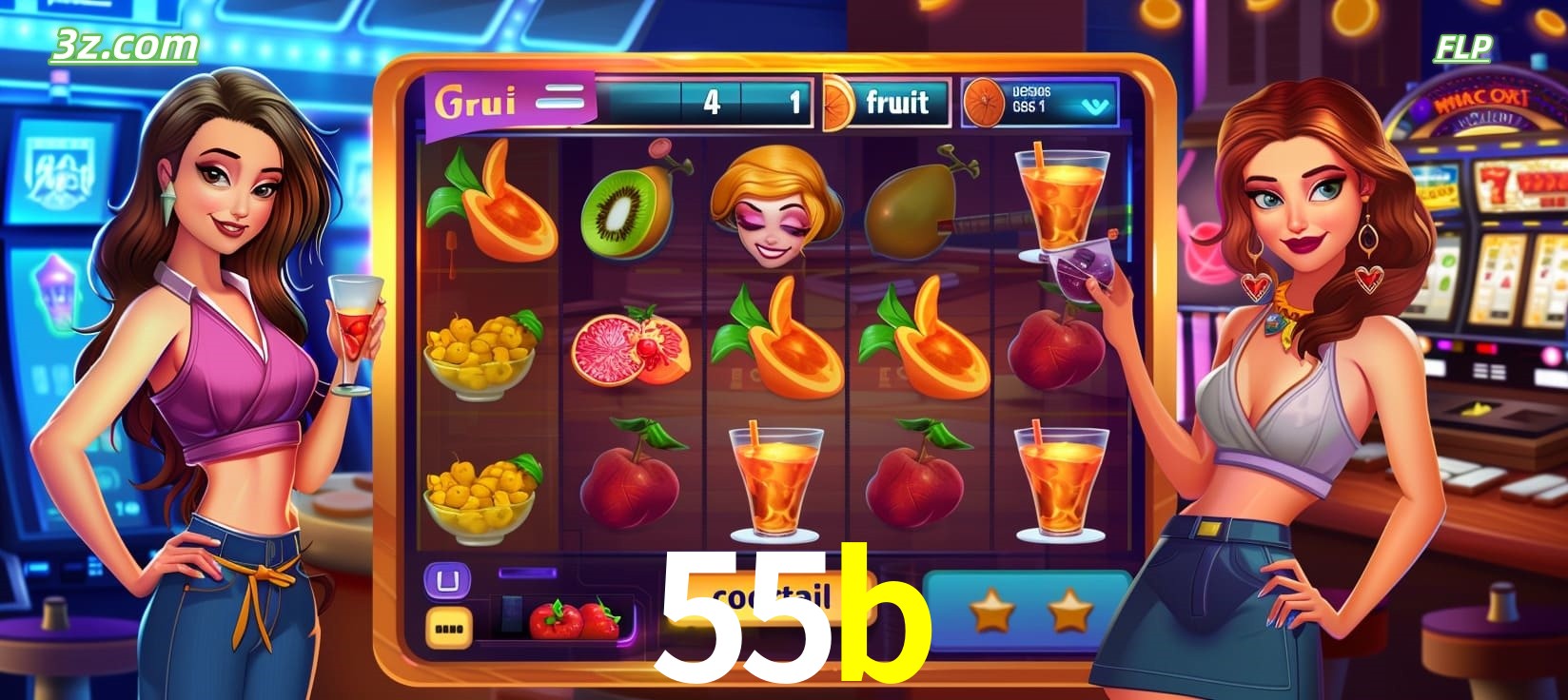 55b cassino online com caça-níqueis de frutas e coquetéis coloridos