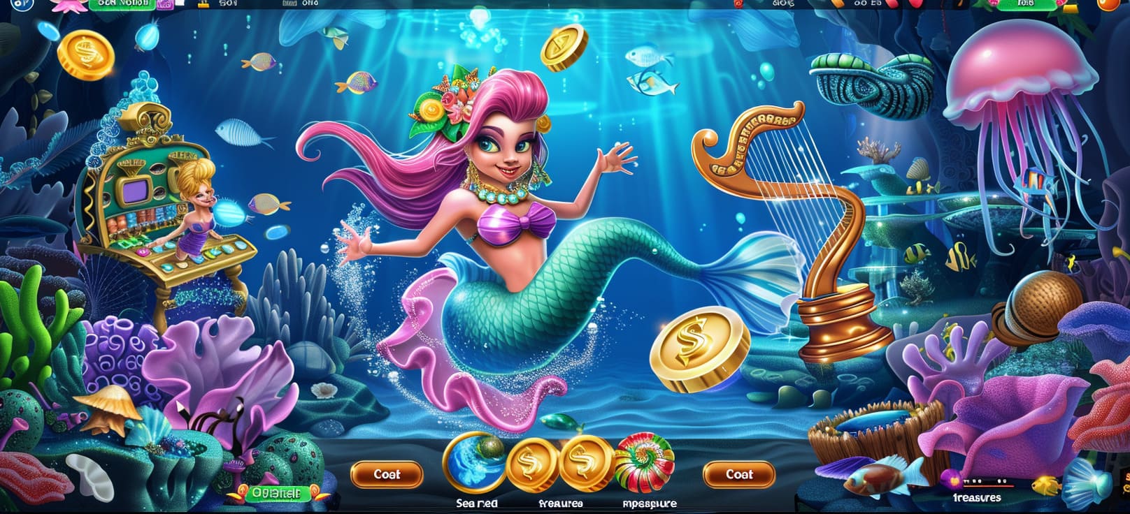 Caça-níqueis de sereia online com tesouros do mar no 55b cassino
